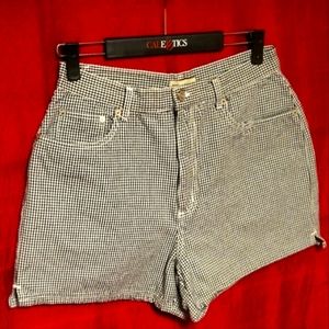 Vtg 90s Generra sexy side slits high waisted houndstooth denim shorts 8/10 NWOT
